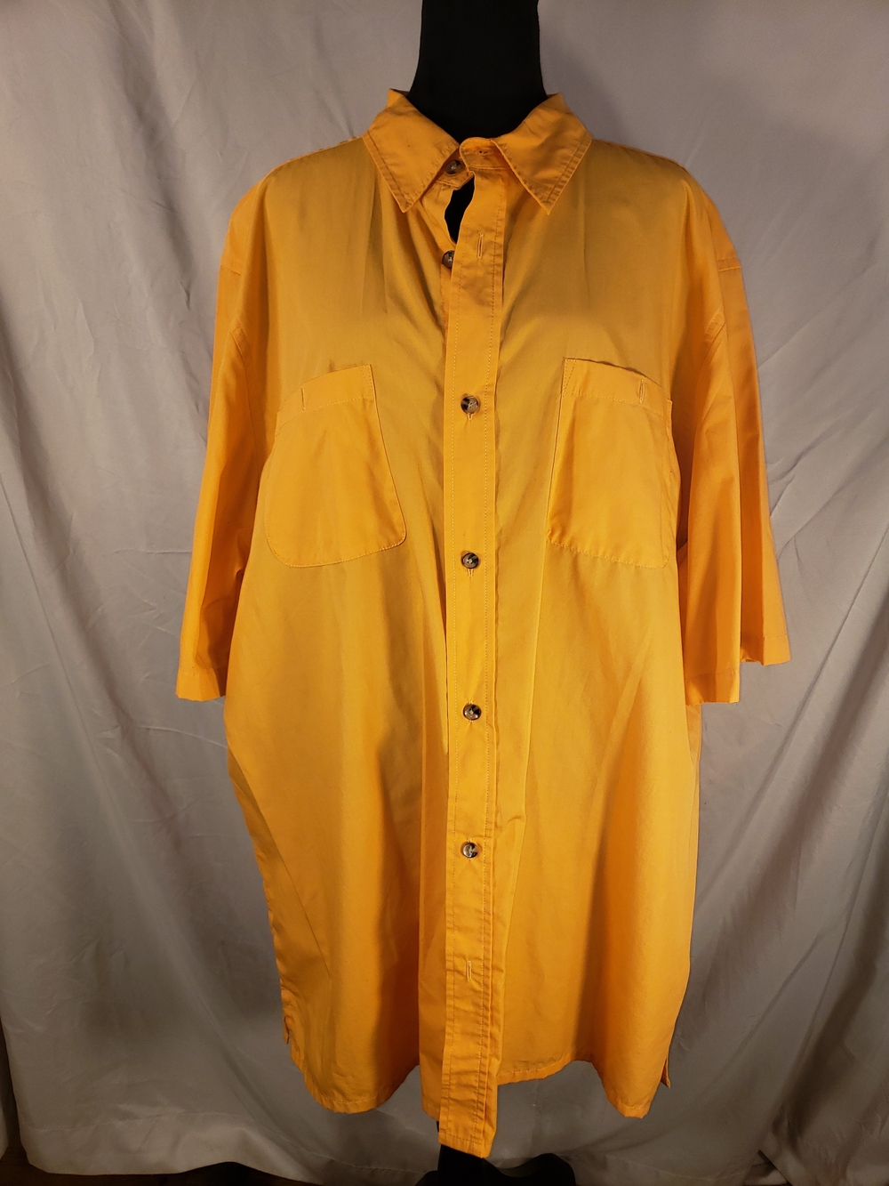 Men's Casual Short-Sleeve Button-Down Shirt in Orange-2XL